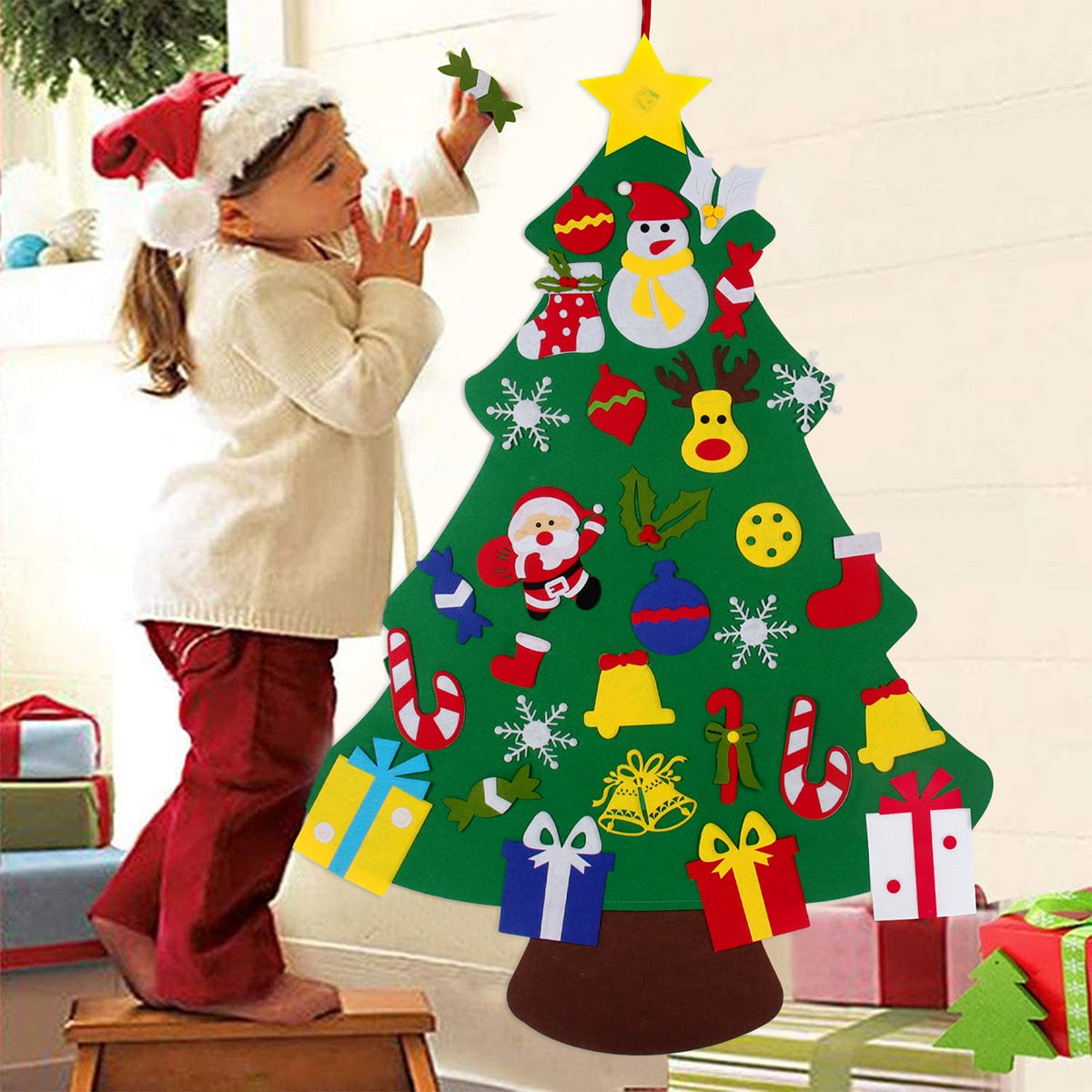 DIY Felt Christmas Tree Merry Christmas Decorations For Home 2022 Cristmas Ornament Xmas Navidad Gifts Santa Claus New Year Tree