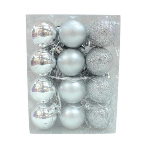 24Pcs 3cm Christmas Tree Decor Balls Glitter Blue Gold Plating Hanging Pendants Ball For Home New Year Ornament