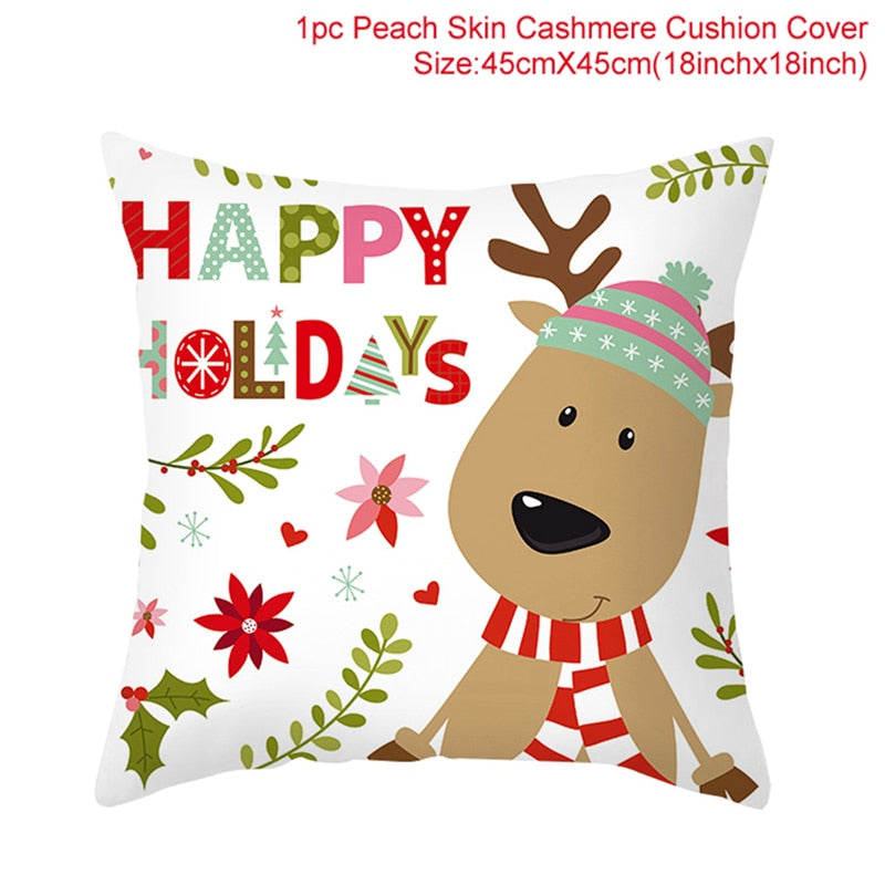 45cm Christmas Cushion Cover Navidad Merry Christmas Decorations For Home 2022 Xmas Noel Cristmas Ornaments New Year Gifts 2023