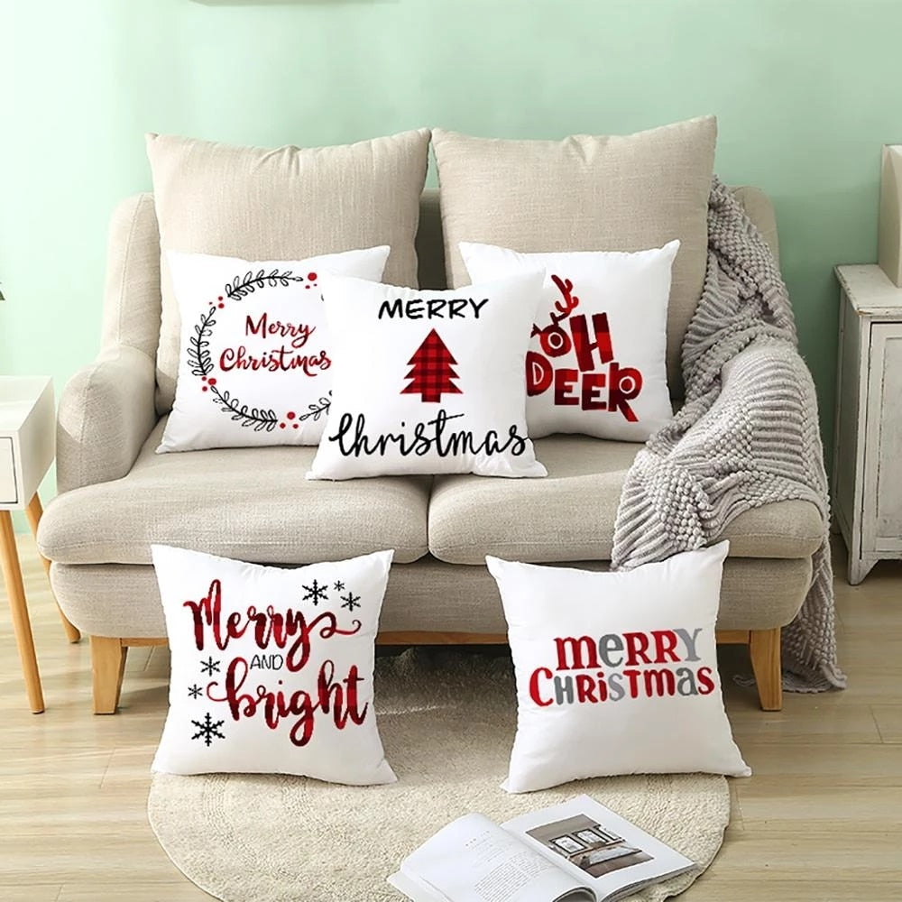 45cm Christmas Cushion Cover Navidad Merry Christmas Decorations For Home 2022 Xmas Noel Cristmas Ornaments New Year Gifts 2023