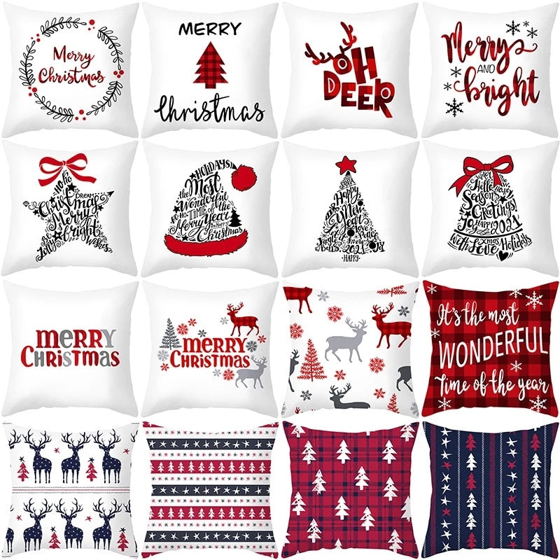 45cm Christmas Cushion Cover Navidad Merry Christmas Decorations For Home 2022 Xmas Noel Cristmas Ornaments New Year Gifts 2023