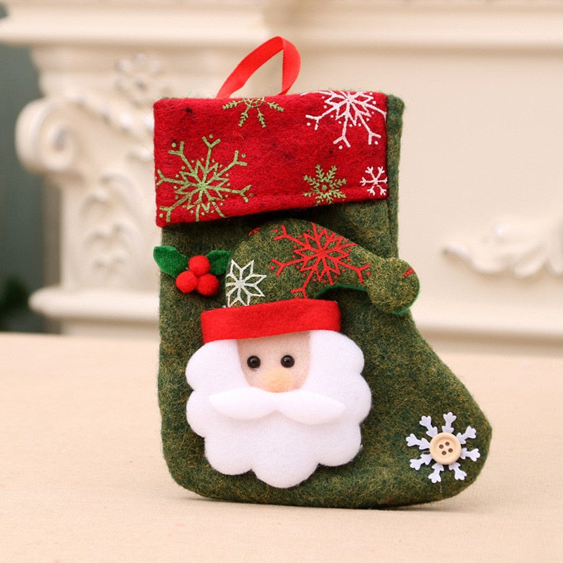 Merry Christmas Socks Christmas Tree Ornaments Sack Xmas Gift Candy Bag Cute Fabrics with Multiple Styles To Choose From