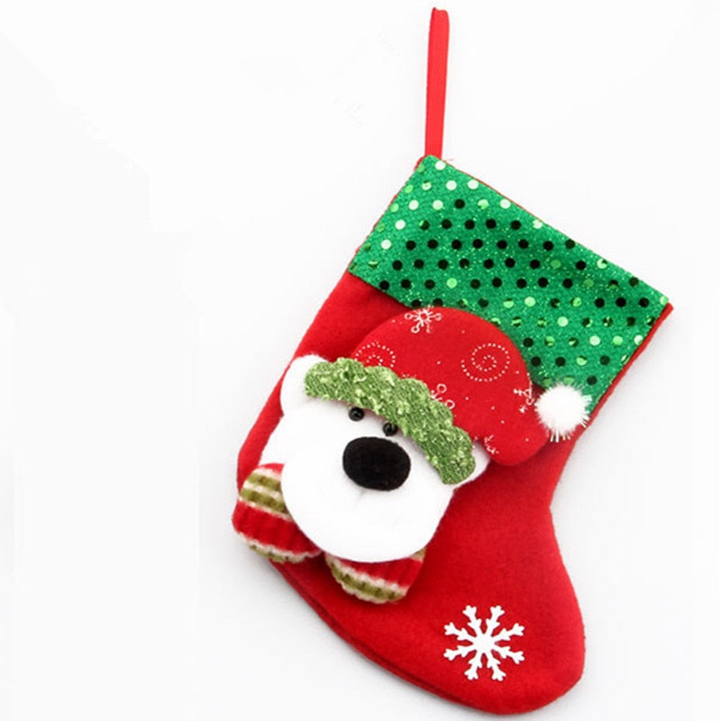 Merry Christmas Socks Christmas Tree Ornaments Sack Xmas Gift Candy Bag Cute Fabrics with Multiple Styles To Choose From