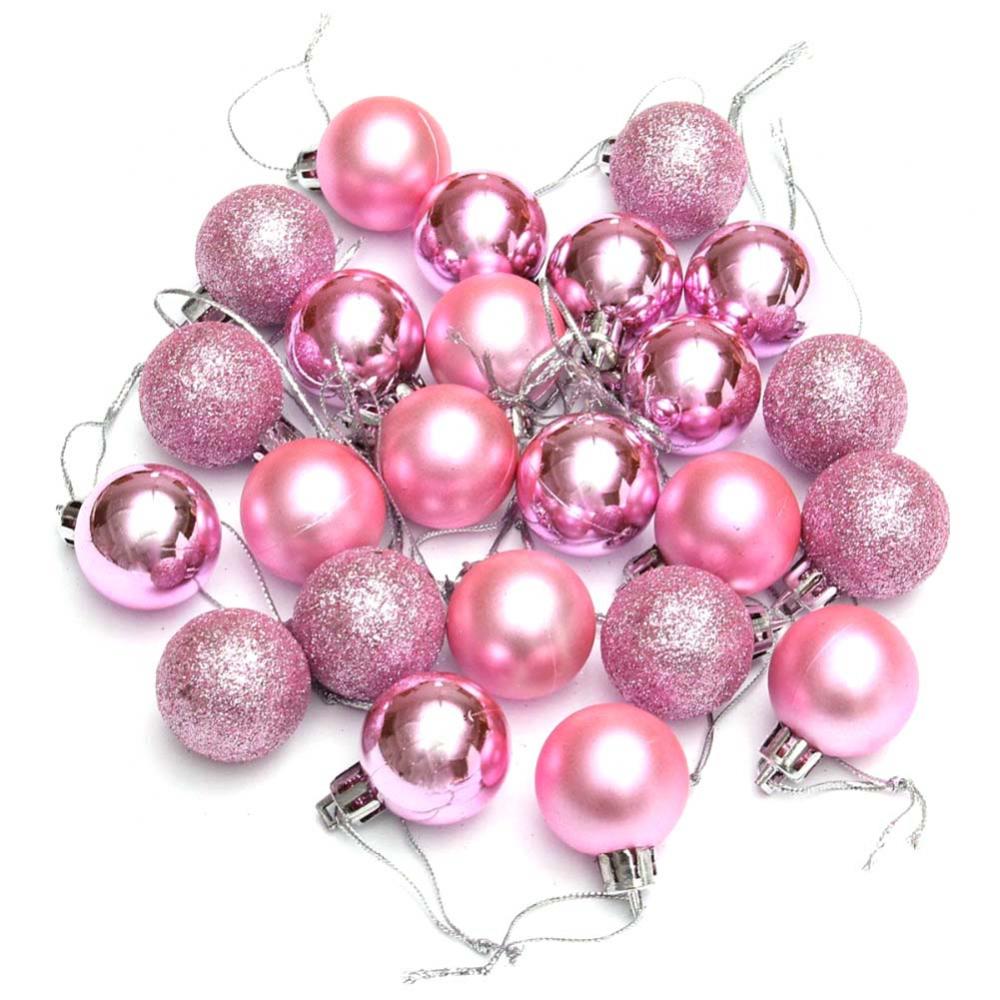 24Pcs 3cm Christmas Tree Decor Balls Glitter Blue Gold Plating Hanging Pendants Ball For Home New Year Ornament