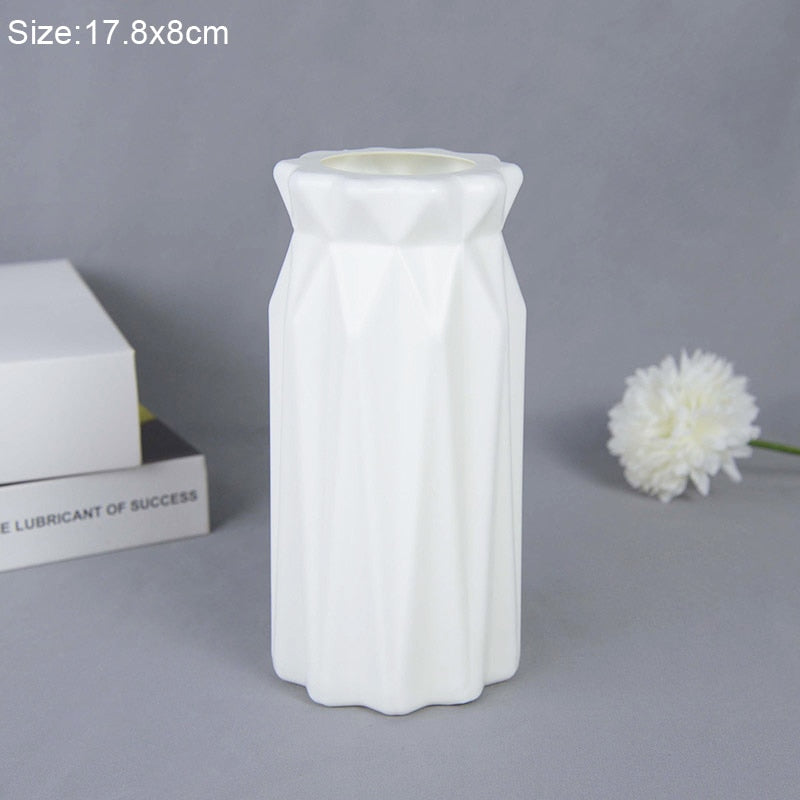 Modern Flower Vase White Pink Plastic Vase Flower Pot Basket Nordic Home Living Room Decoration Ornament Flower Arrangement