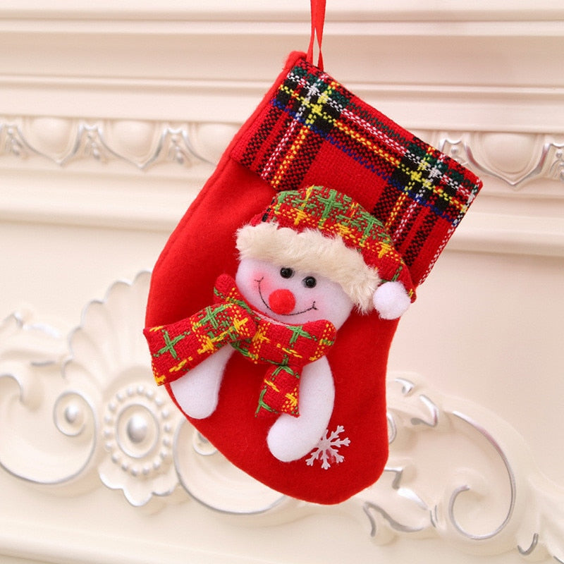 Merry Christmas Socks Christmas Tree Ornaments Sack Xmas Gift Candy Bag Cute Fabrics with Multiple Styles To Choose From