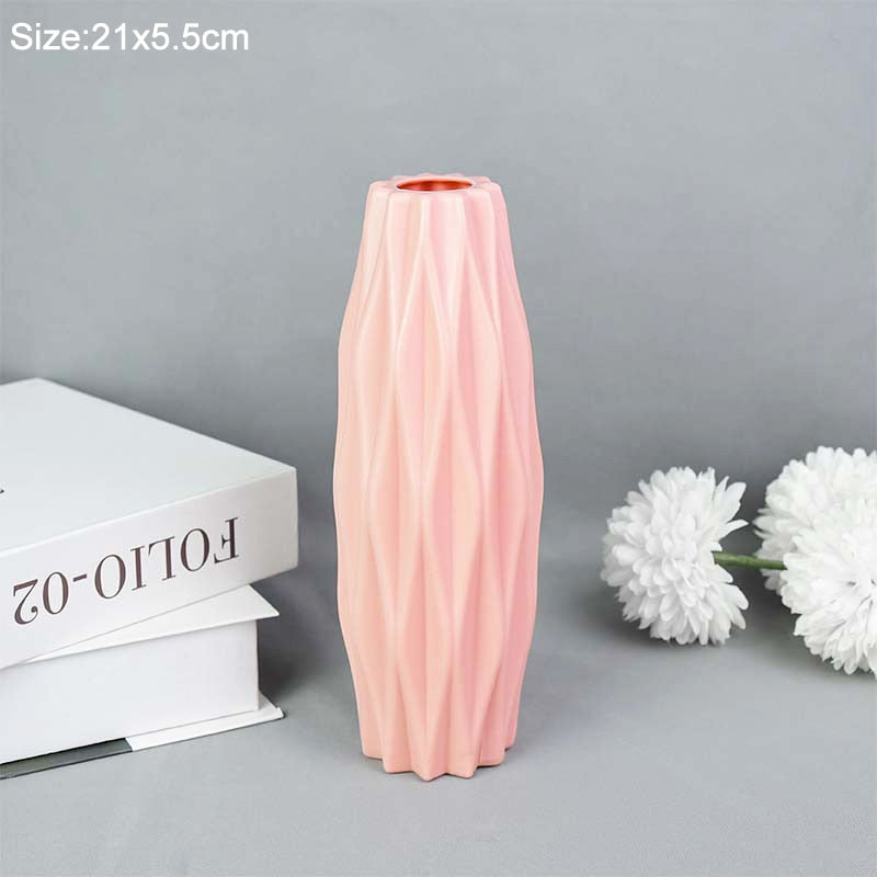 Modern Flower Vase White Pink Plastic Vase Flower Pot Basket Nordic Home Living Room Decoration Ornament Flower Arrangement