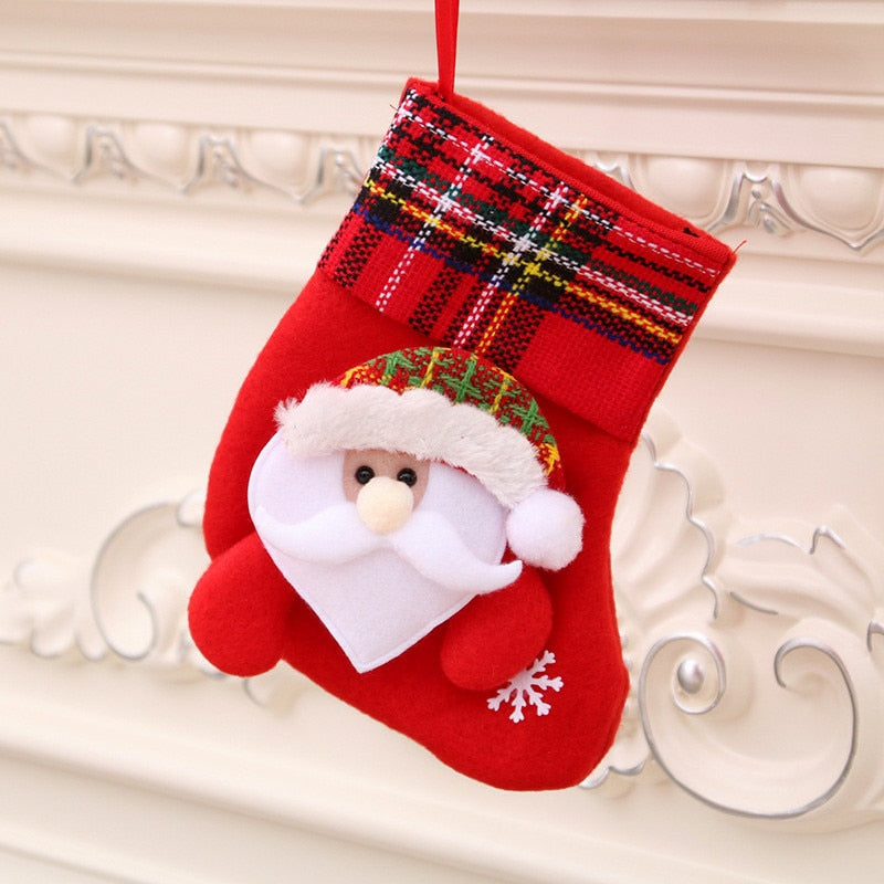 Merry Christmas Socks Christmas Tree Ornaments Sack Xmas Gift Candy Bag Cute Fabrics with Multiple Styles To Choose From