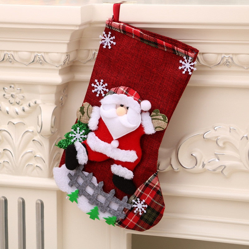 Merry Christmas Socks Christmas Tree Ornaments Sack Xmas Gift Candy Bag Cute Fabrics with Multiple Styles To Choose From