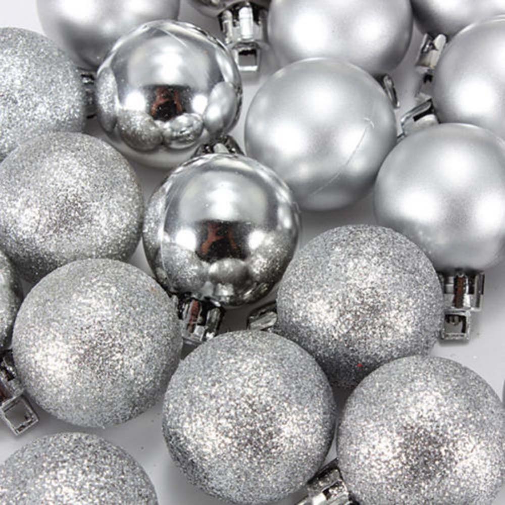 24Pcs 3cm Christmas Tree Decor Balls Glitter Blue Gold Plating Hanging Pendants Ball For Home New Year Ornament