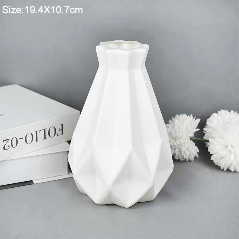 Modern Flower Vase White Pink Plastic Vase Flower Pot Basket Nordic Home Living Room Decoration Ornament Flower Arrangement