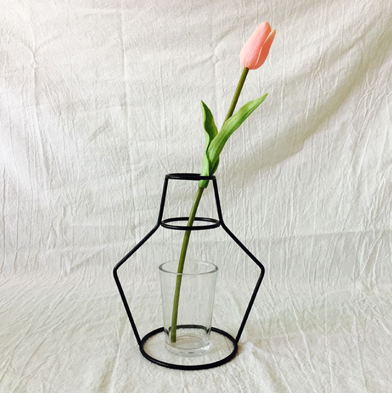 Retro Iron Line Flowers Vase Metal Plant Holder Modern Solid Home Decor Nordic Styles Iron Vase