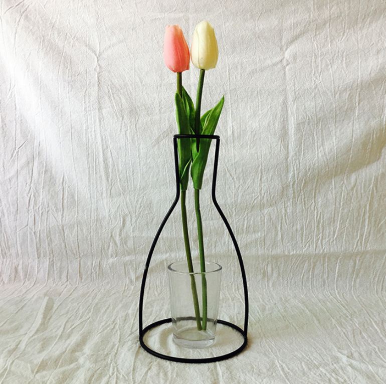 Retro Iron Line Flowers Vase Metal Plant Holder Modern Solid Home Decor Nordic Styles Iron Vase