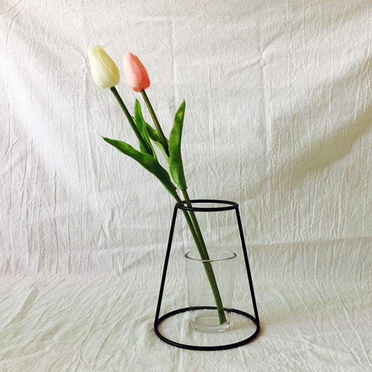 Retro Iron Line Flowers Vase Metal Plant Holder Modern Solid Home Decor Nordic Styles Iron Vase