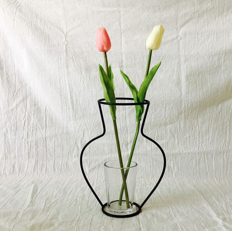 Retro Iron Line Flowers Vase Metal Plant Holder Modern Solid Home Decor Nordic Styles Iron Vase