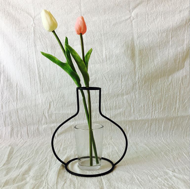 Retro Iron Line Flowers Vase Metal Plant Holder Modern Solid Home Decor Nordic Styles Iron Vase