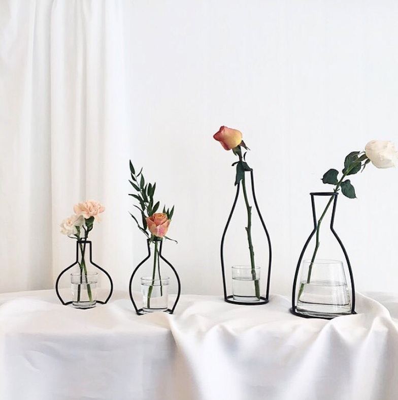 Retro Iron Line Flowers Vase Metal Plant Holder Modern Solid Home Decor Nordic Styles Iron Vase