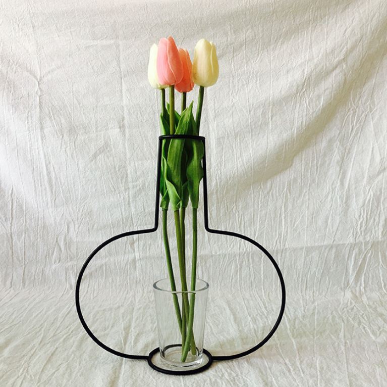 Retro Iron Line Flowers Vase Metal Plant Holder Modern Solid Home Decor Nordic Styles Iron Vase