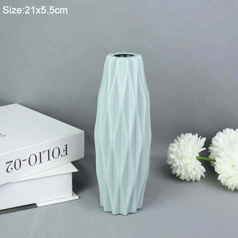 Modern Flower Vase White Pink Plastic Vase Flower Pot Basket Nordic Home Living Room Decoration Ornament Flower Arrangement