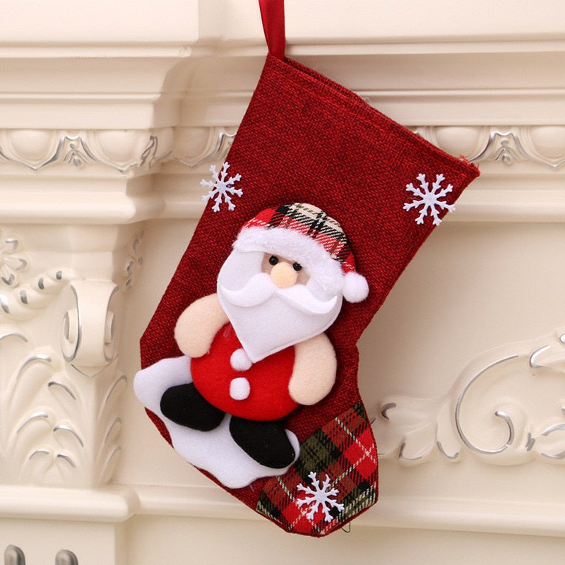 Merry Christmas Socks Christmas Tree Ornaments Sack Xmas Gift Candy Bag Cute Fabrics with Multiple Styles To Choose From