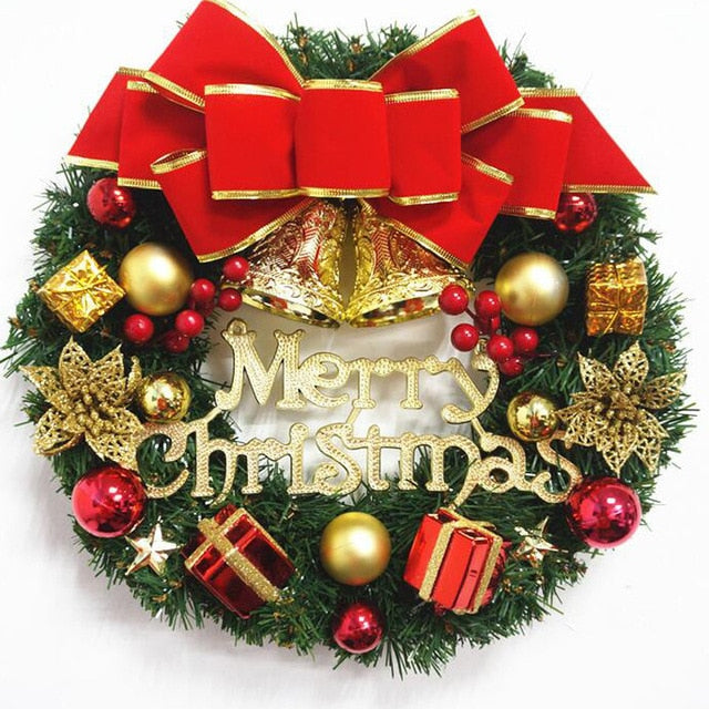 Christmas Wreath Artificial Pinecone Red Berry Garland Hanging Ornaments Front Door Wall Decorations Merry Christmas Tree Wreath