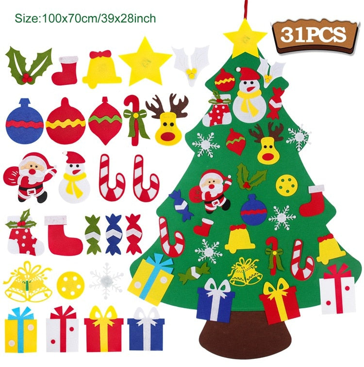 DIY Felt Christmas Tree Merry Christmas Decorations For Home 2022 Cristmas Ornament Xmas Navidad Gifts Santa Claus New Year Tree