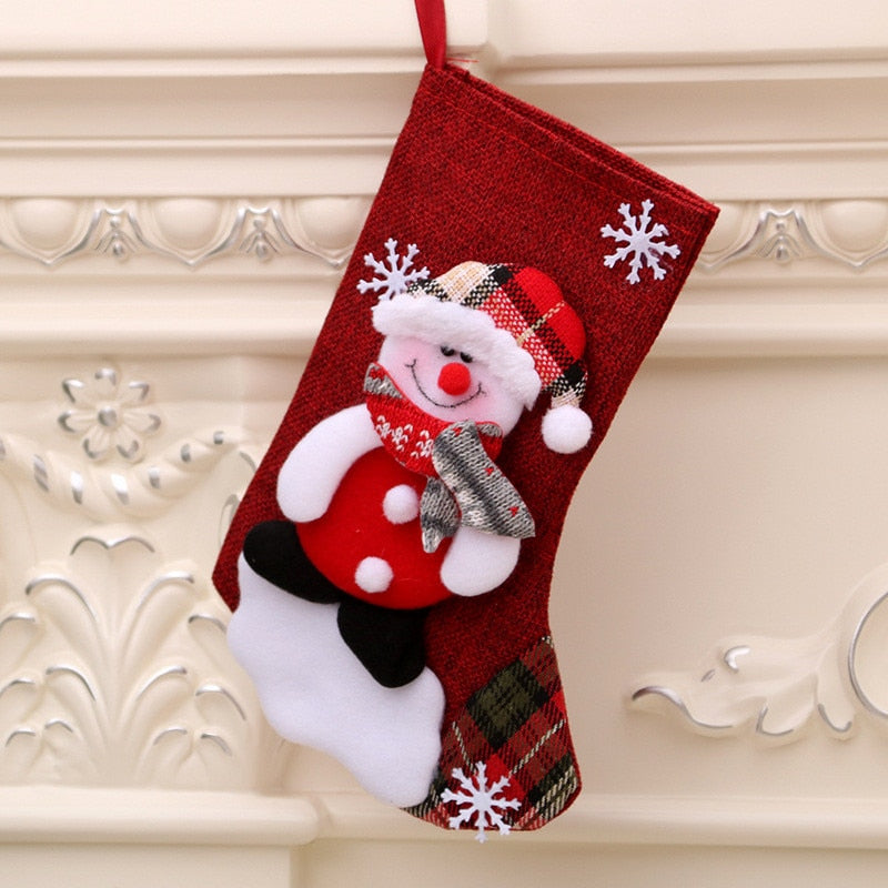 Merry Christmas Socks Christmas Tree Ornaments Sack Xmas Gift Candy Bag Cute Fabrics with Multiple Styles To Choose From