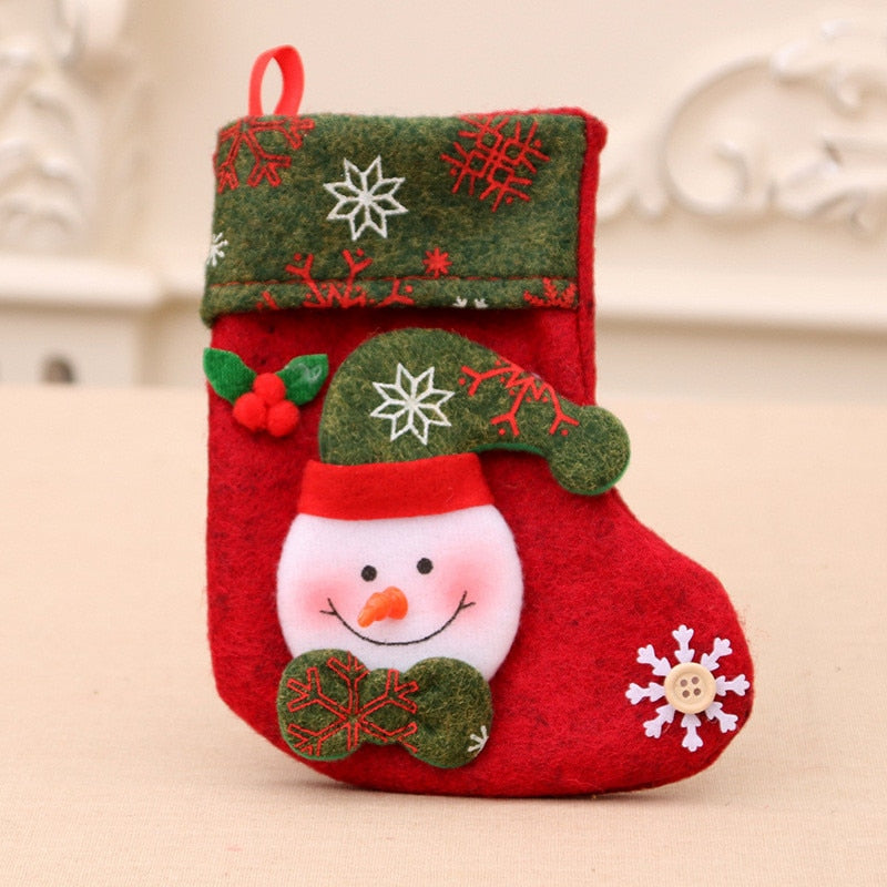 Merry Christmas Socks Christmas Tree Ornaments Sack Xmas Gift Candy Bag Cute Fabrics with Multiple Styles To Choose From