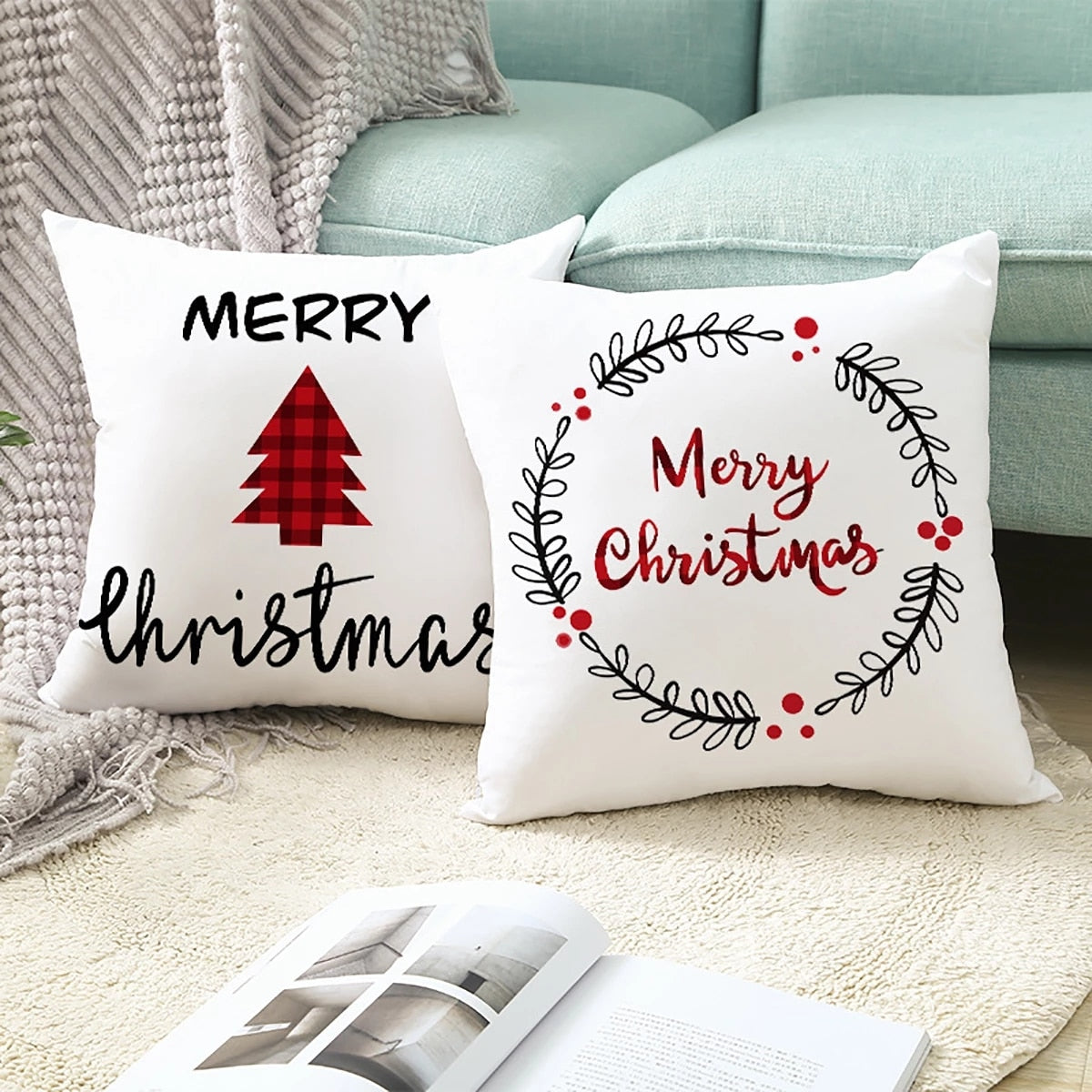 45cm Christmas Cushion Cover Navidad Merry Christmas Decorations For Home 2022 Xmas Noel Cristmas Ornaments New Year Gifts 2023