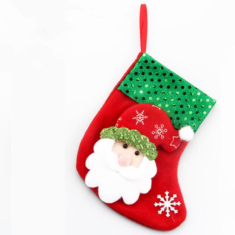 Merry Christmas Socks Christmas Tree Ornaments Sack Xmas Gift Candy Bag Cute Fabrics with Multiple Styles To Choose From