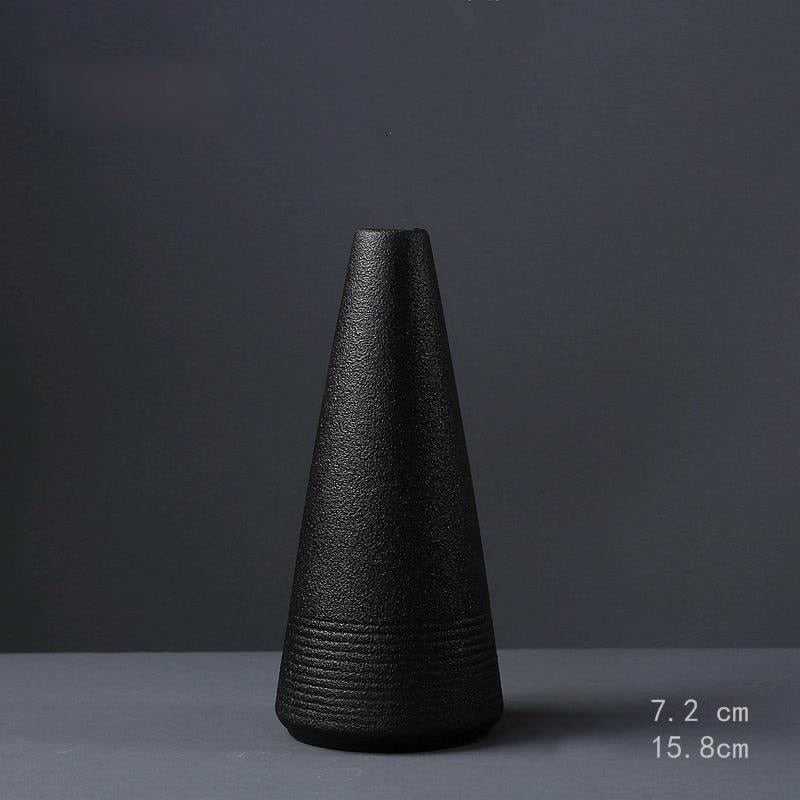 Black Ceramic Small Vase Home Decoration Crafts Tabletop Ornament Simplicity Japanese-style Decoration