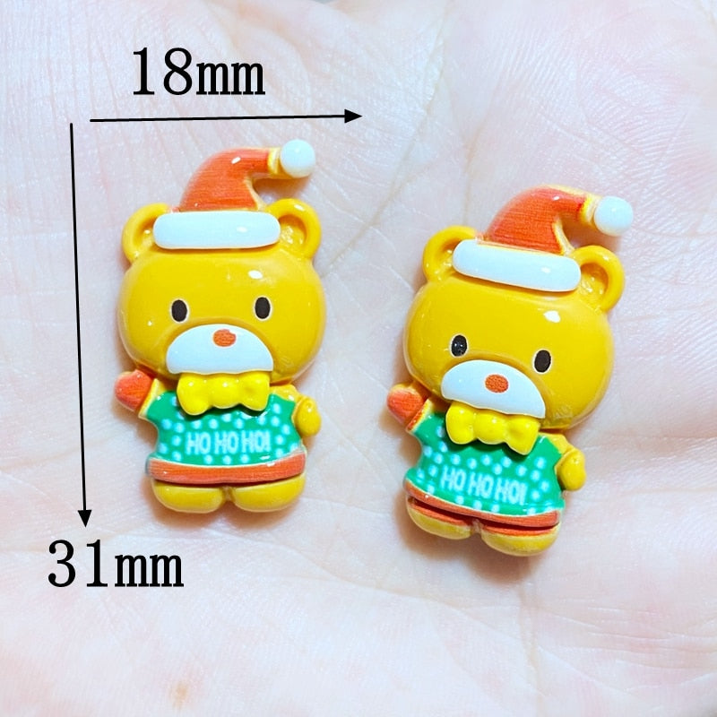 10Pcs New Cute Cartoon Christmas Series Flat Back Resin Cabochons Scrapbooking DIY Jewelry Craft Decoration Accessorie