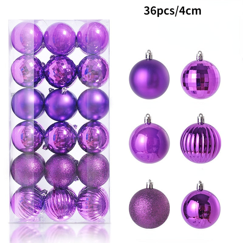 1Box 24/36pcs Christmas Ball Christmas Tree Ornament Home Christmas Hanging Pendant New Year Party Decoration Gift Navidad 2022