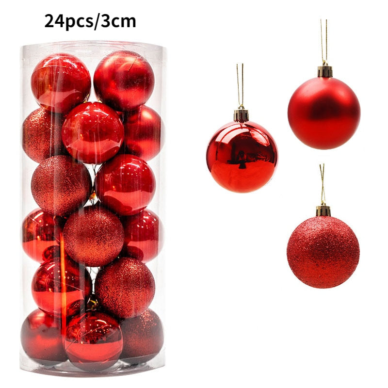 1Box 24/36pcs Christmas Ball Christmas Tree Ornament Home Christmas Hanging Pendant New Year Party Decoration Gift Navidad 2022