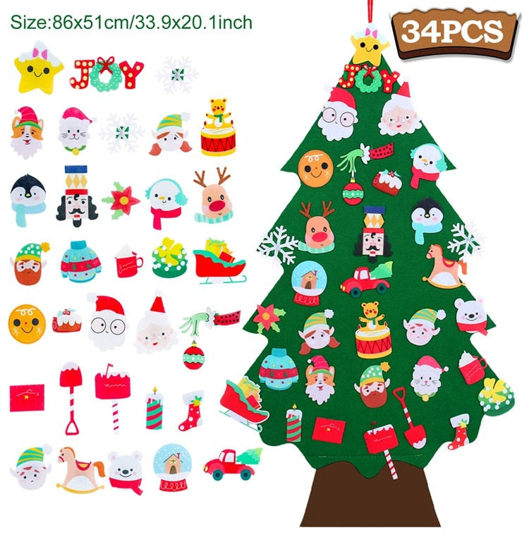 DIY Felt Christmas Tree Merry Christmas Decorations For Home 2022 Cristmas Ornament Xmas Navidad Gifts Santa Claus New Year Tree