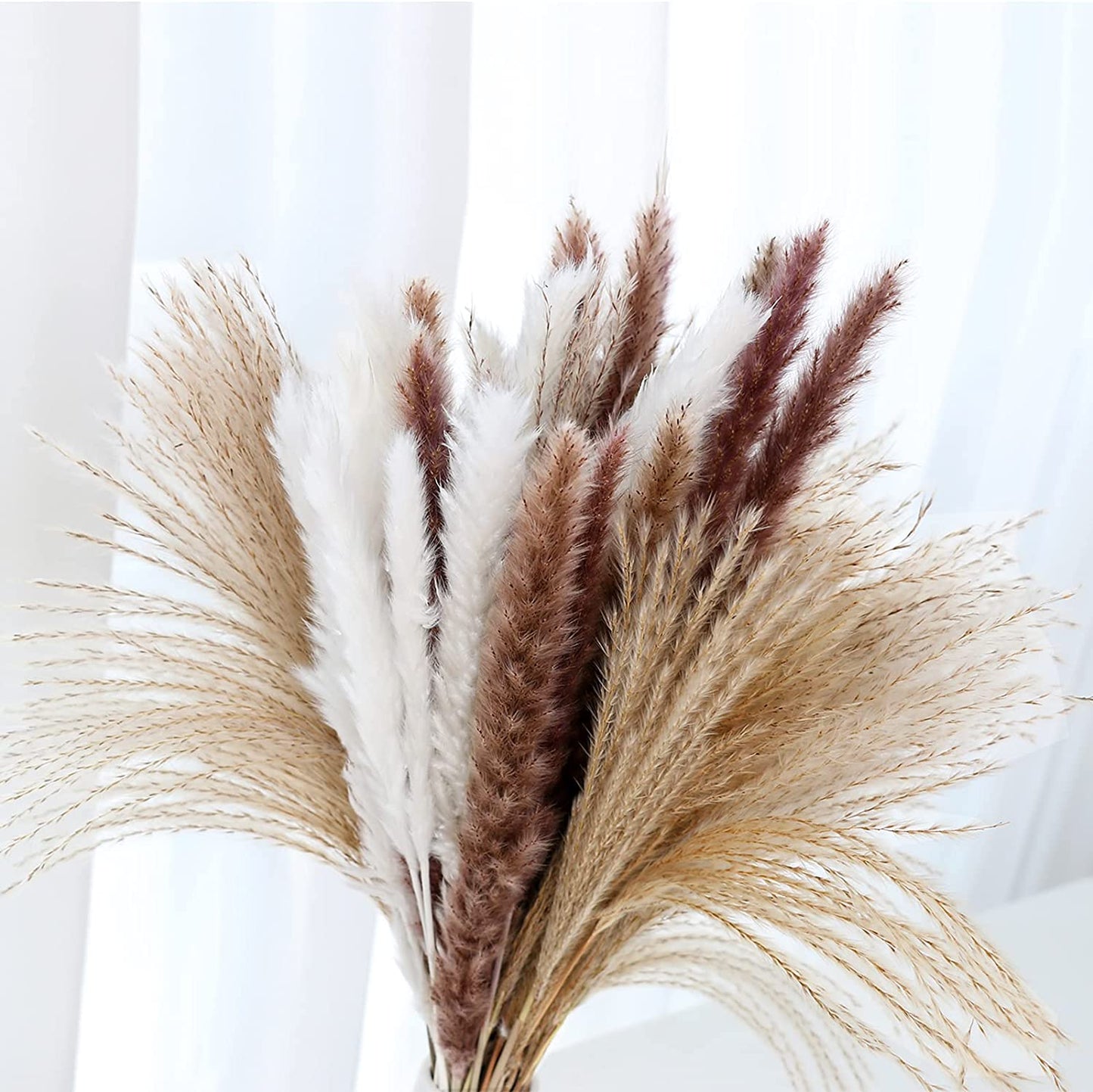 80-Piece Pampas Mix Bouquet,Pampas Decor Dried Pampas Grass Bouquet Boho Decor, 6 Dried Plants, Pampass for Bohemian Home Decor