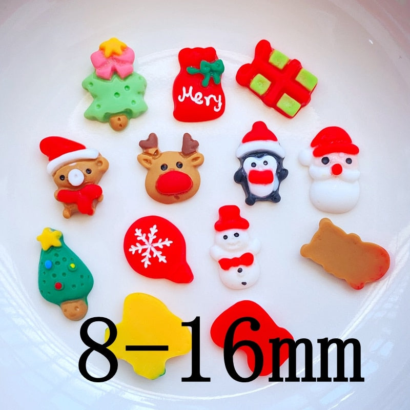 30Pcs New Cute Mini Christmas Collection Resin Flatback Cabochon Scrapbook Kawaii Embellishments Accessories