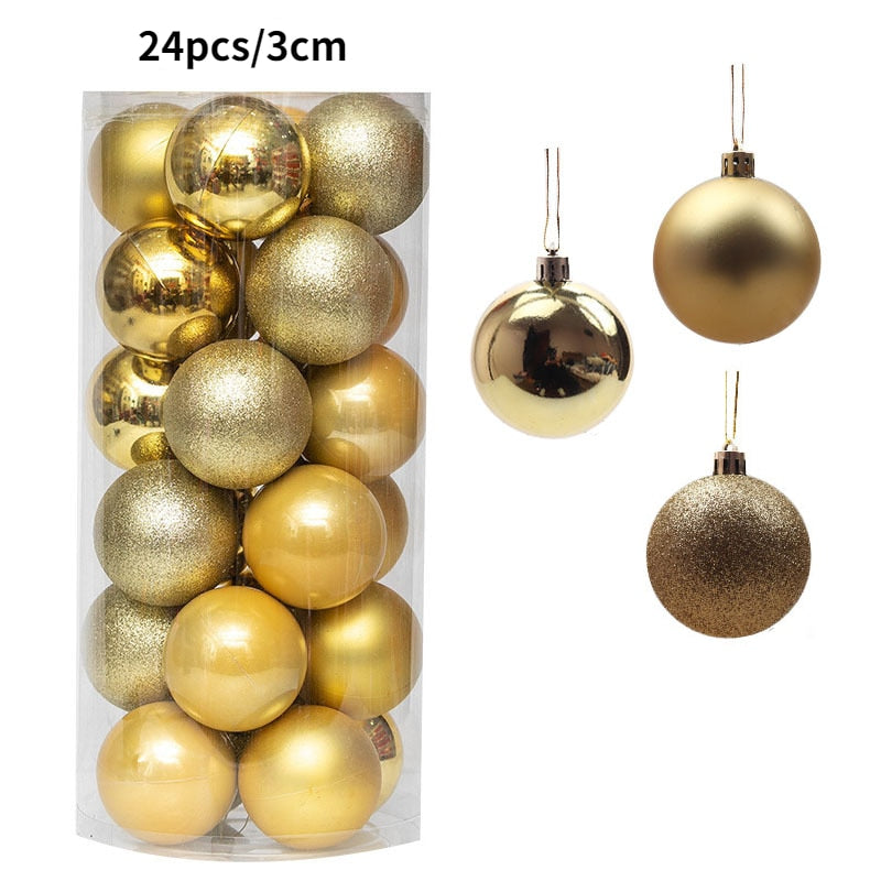 1Box 24/36pcs Christmas Ball Christmas Tree Ornament Home Christmas Hanging Pendant New Year Party Decoration Gift Navidad 2022