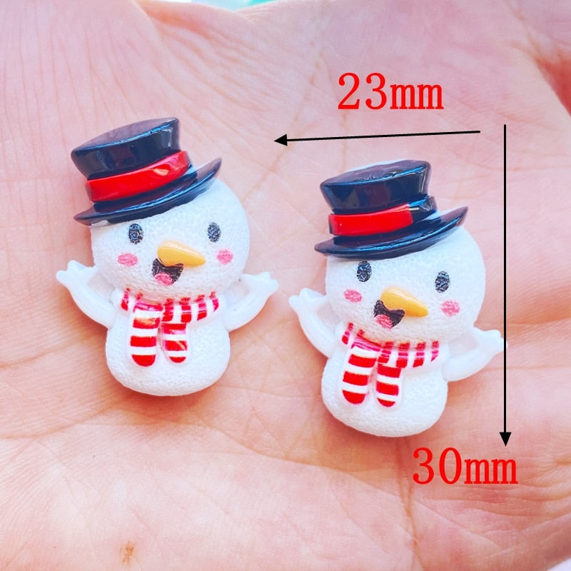 10Pcs New Cute Cartoon Christmas Series Flat Back Resin Cabochons Scrapbooking DIY Jewelry Craft Decoration Accessorie