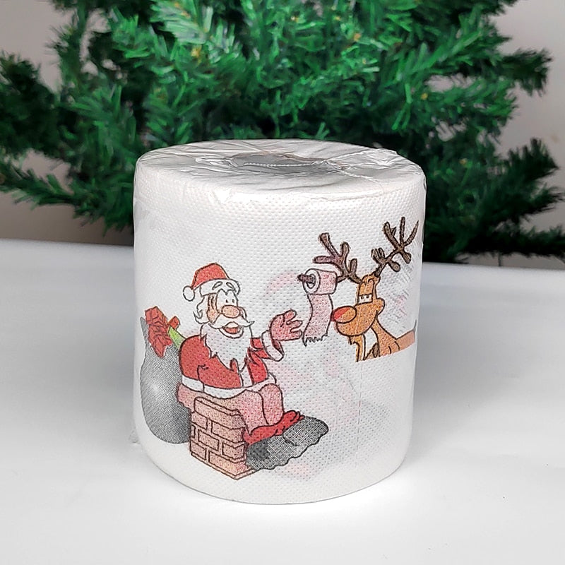 Merry Christmas Toilet Paper non-toxic printing Santa Claus Elk tree Tissue Napkin Festive Funny Novelty Gifts Party Favors Idea