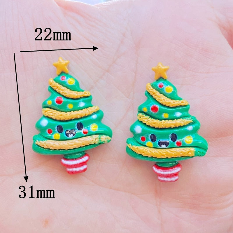 10Pcs New Cute Cartoon Christmas Series Flat Back Resin Cabochons Scrapbooking DIY Jewelry Craft Decoration Accessorie