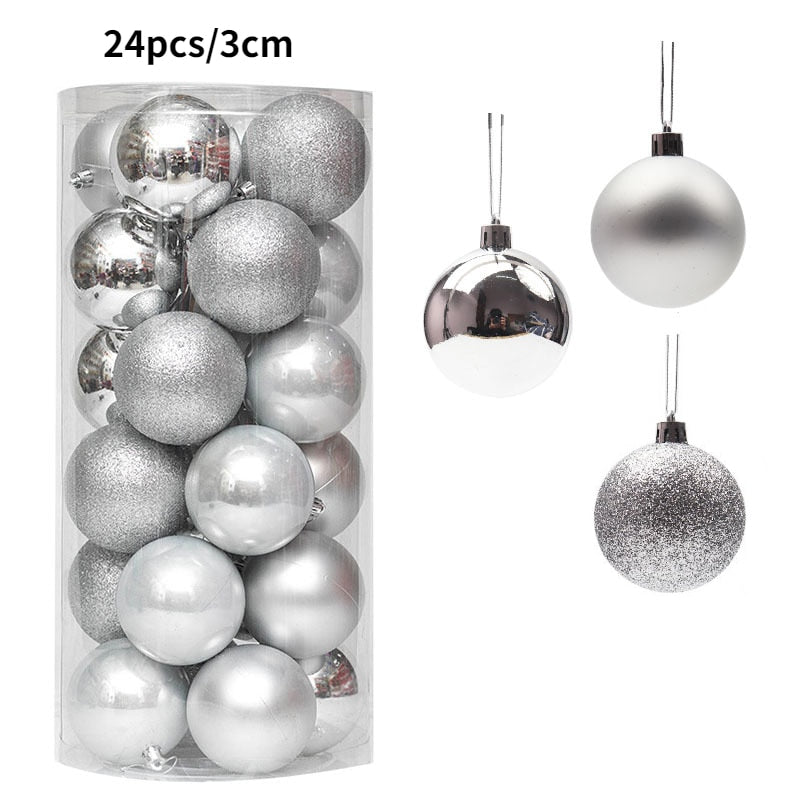 1Box 24/36pcs Christmas Ball Christmas Tree Ornament Home Christmas Hanging Pendant New Year Party Decoration Gift Navidad 2022