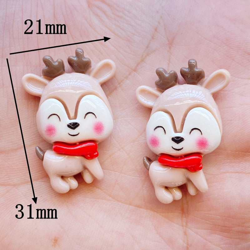 10Pcs New Cute Cartoon Christmas Series Flat Back Resin Cabochons Scrapbooking DIY Jewelry Craft Decoration Accessorie