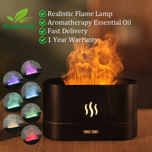 Kinscoter Aroma Diffuser Air Humidifier Ultrasonic Cool Mist Maker Fogger Led Essential Oil Flame Lamp Difusor