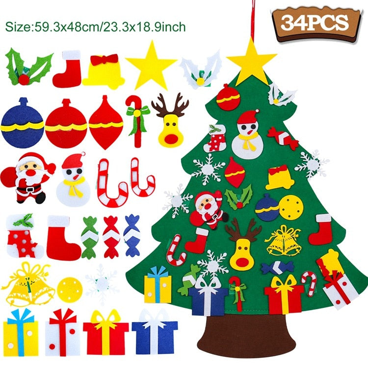 DIY Felt Christmas Tree Merry Christmas Decorations For Home 2022 Cristmas Ornament Xmas Navidad Gifts Santa Claus New Year Tree