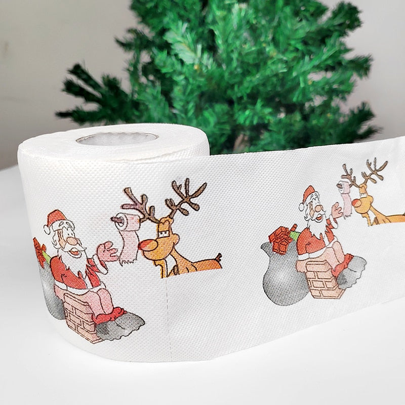 Merry Christmas Toilet Paper non-toxic printing Santa Claus Elk tree Tissue Napkin Festive Funny Novelty Gifts Party Favors Idea