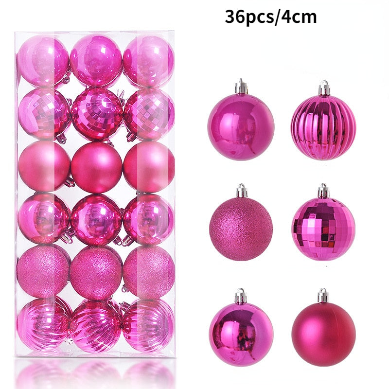 1Box 24/36pcs Christmas Ball Christmas Tree Ornament Home Christmas Hanging Pendant New Year Party Decoration Gift Navidad 2022