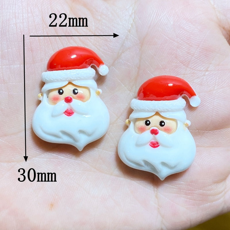 10Pcs New Cute Cartoon Christmas Series Flat Back Resin Cabochons Scrapbooking DIY Jewelry Craft Decoration Accessorie