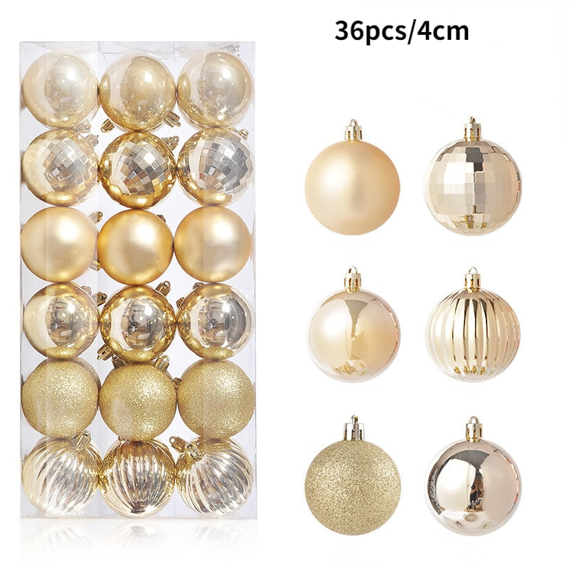 1Box 24/36pcs Christmas Ball Christmas Tree Ornament Home Christmas Hanging Pendant New Year Party Decoration Gift Navidad 2022