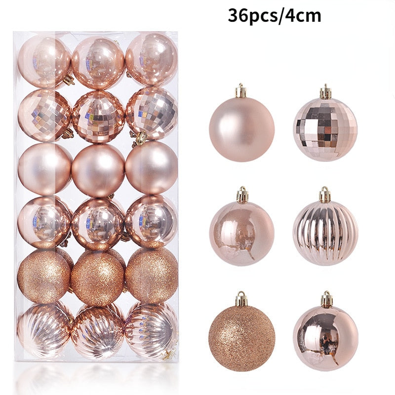 1Box 24/36pcs Christmas Ball Christmas Tree Ornament Home Christmas Hanging Pendant New Year Party Decoration Gift Navidad 2022